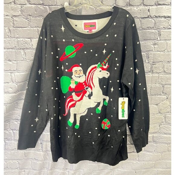 Tipsy Elves Unicorn Santa Clause Christmas Sweater Size XL NWT - Picture 1 of 5